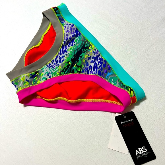 NWT Allen Schwartz Neon Orange Purple Leopard Print Bikini Bottoms - Picture 10 of 11